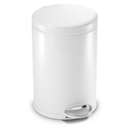 Simplehuman 4.5 Litre Round Pedal Bin – White Steel